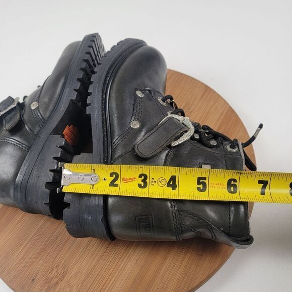 Harley Davidson Black Leather Moto Combat Buckle Boots Women's shoe size 6.5 - Picture 12 of 16